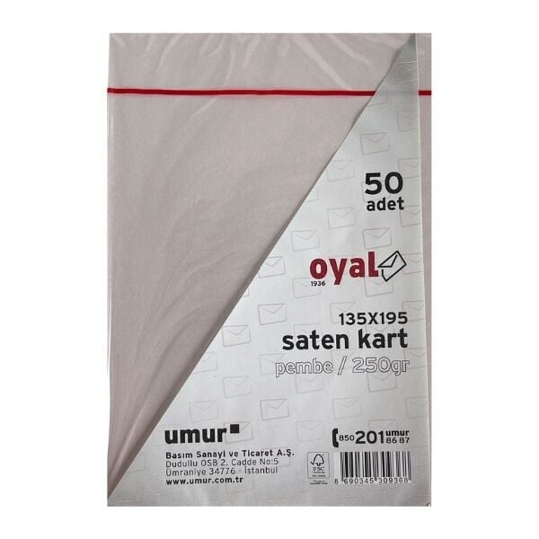 Oyal 08449 135 X 195 250 Gr 50'Lı Koyu Pembe Saten Kart