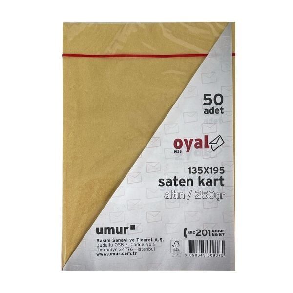 Oyal 08450 135 X 195 250 Gr 50'Lı Koyu Altın Saten Kart