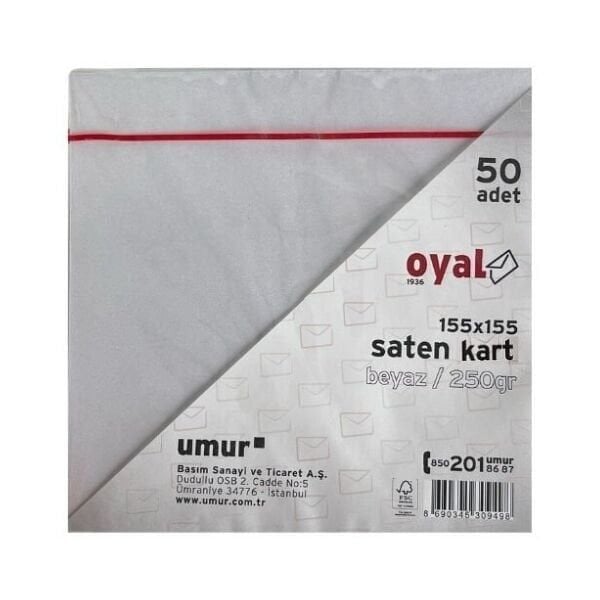 Oyal 08462 155 X 155 250 Gr 50'Lı Beyaz Saten Kart
