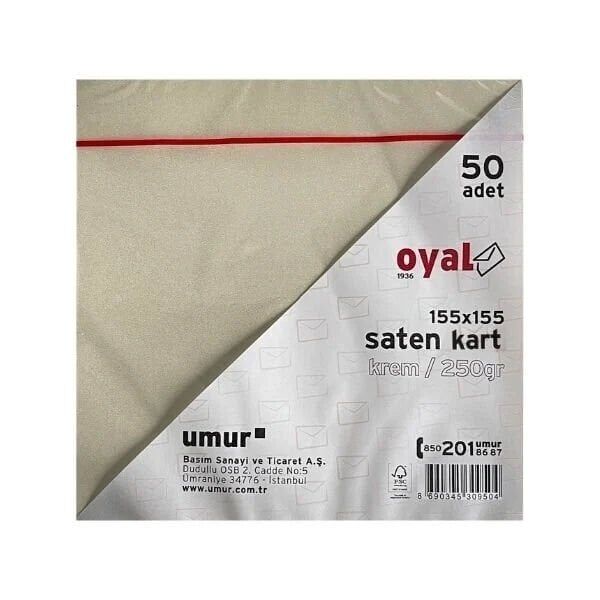 Oyal 08463 155 X 155 250 Gr 50'Lı Krem Saten Kart