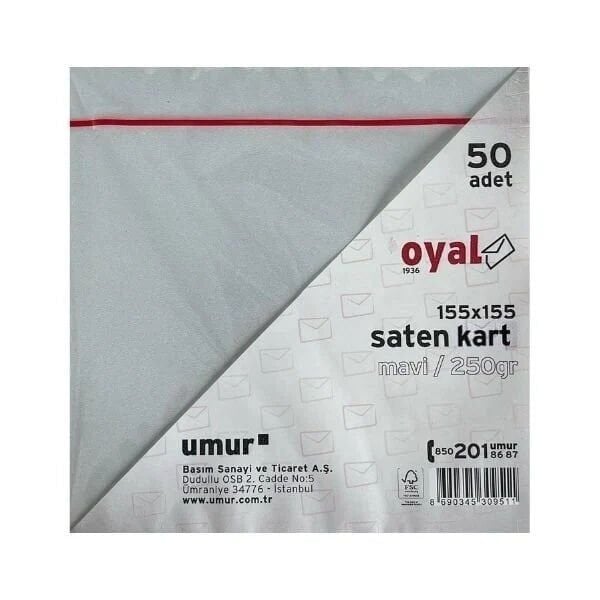 Oyal 08464 155 X 155 250 Gr 50'Lı Mavi Saten Kart