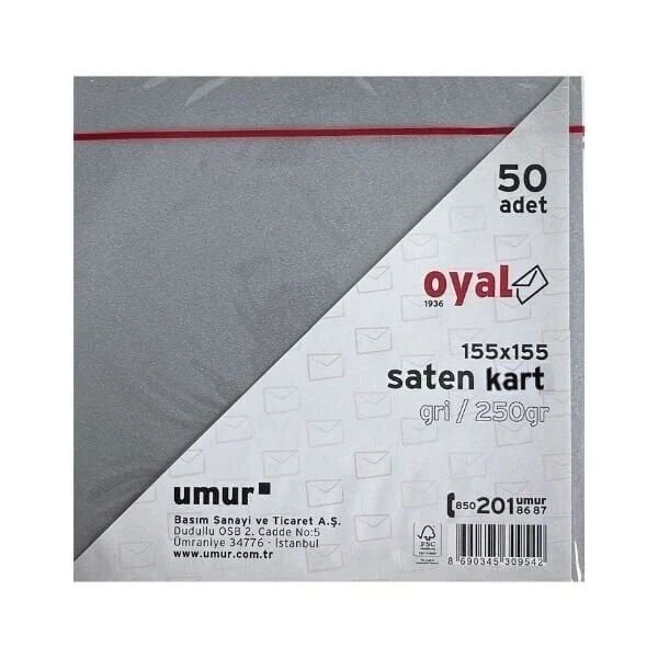 Oyal 08467 155 X 155 250 Gr 50'Lı Grı Saten Kart