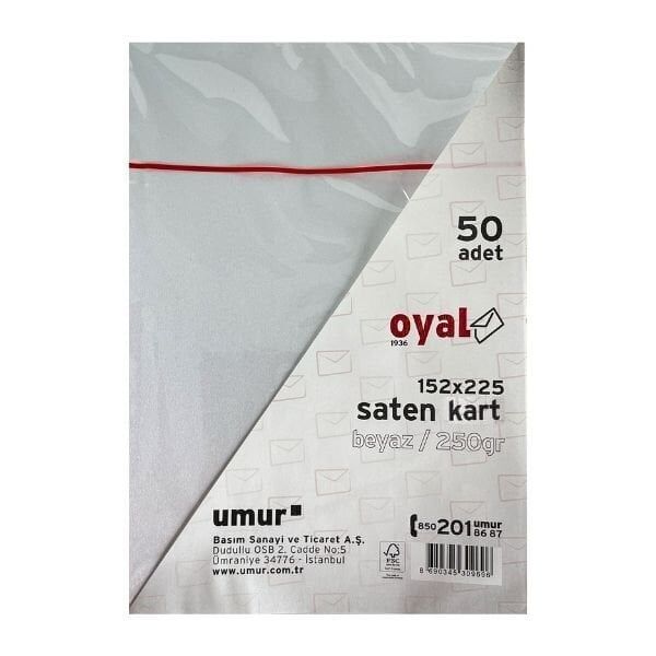 Oyal 08482 152 X 225 250 Gr 50'Lı Beyaz Saten Kart