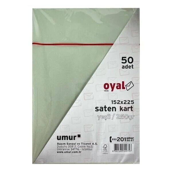 Oyal 08488 152 X 225 250 Gr 50'Lı Yeşil Saten Kart