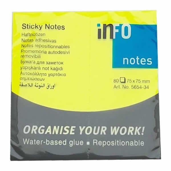 Halsa Info Notes 75x75 80 Yaprak Parlak Sarı  Not Kağıdı