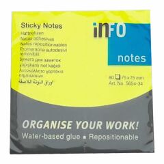 Halsa Info Notes 75x75 80 Yaprak Parlak Sarı  Not Kağıdı