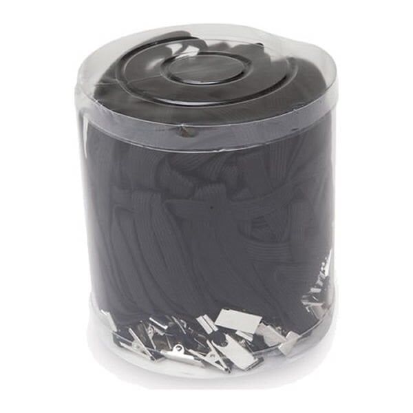 Inox 50 li Siyah Metal Klipsli Yaka Kartı İpi